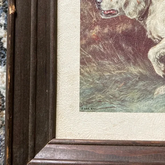 Rare Antique Edmund Osthaus “Dog Hunting in a Field” Litho Print - Picture 8 of 14